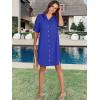 image:imageANRABESS Womens Button Down Shirt Dress Summer Short Sleeve Business Casual Shift Dresses with Pockets 2026 TrendyRoyal Blue
