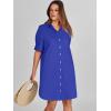 image:imageANRABESS Womens Button Down Shirt Dress Summer Short Sleeve Business Casual Shift Dresses with Pockets 2026 TrendyRoyal Blue