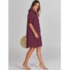 image:imageANRABESS Womens Button Down Shirt Dress Summer Short Sleeve Business Casual Shift Dresses with Pockets 2026 TrendyWine Red