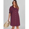 image:imageANRABESS Womens Button Down Shirt Dress Summer Short Sleeve Business Casual Shift Dresses with Pockets 2026 TrendyWine Red