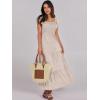 image:imageANRABESS Womens Casual Summer Maxi Dress Flutter Short Sleeve Scoop Neck Smocked A Line Flowy Beach Vacation Long DressesBeige Floral