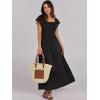 image:imageANRABESS Womens Casual Summer Maxi Dress Flutter Short Sleeve Scoop Neck Smocked A Line Flowy Beach Vacation Long DressesBlack