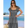 image:imageANRABESS Womens Casual Summer Maxi Dress Flutter Short Sleeve Scoop Neck Smocked A Line Flowy Beach Vacation Long DressesBlack Floral