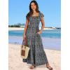 image:imageANRABESS Womens Casual Summer Maxi Dress Flutter Short Sleeve Scoop Neck Smocked A Line Flowy Beach Vacation Long DressesBlack Floral