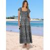 image:imageANRABESS Womens Casual Summer Maxi Dress Flutter Short Sleeve Scoop Neck Smocked A Line Flowy Beach Vacation Long DressesBlack Floral