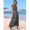 image:imageANRABESS Womens Casual Summer Maxi Dress Flutter Short Sleeve Scoop Neck Smocked A Line Flowy Beach Vacation Long DressesBlack Floral
