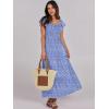 image:imageANRABESS Womens Casual Summer Maxi Dress Flutter Short Sleeve Scoop Neck Smocked A Line Flowy Beach Vacation Long DressesBlue Floral