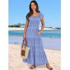 image:imageANRABESS Womens Casual Summer Maxi Dress Flutter Short Sleeve Scoop Neck Smocked A Line Flowy Beach Vacation Long DressesBlue Floral