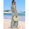 image:imageANRABESS Womens Casual Summer Maxi Dress Flutter Short Sleeve Scoop Neck Smocked A Line Flowy Beach Vacation Long DressesGreen Floral