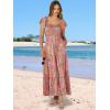 image:imageANRABESS Womens Casual Summer Maxi Dress Flutter Short Sleeve Scoop Neck Smocked A Line Flowy Beach Vacation Long DressesGreygreen Floral