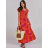 image:imageANRABESS Womens Casual Summer Maxi Dress Flutter Short Sleeve Scoop Neck Smocked A Line Flowy Beach Vacation Long DressesOrange Red Floral