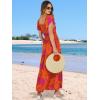 image:imageANRABESS Womens Casual Summer Maxi Dress Flutter Short Sleeve Scoop Neck Smocked A Line Flowy Beach Vacation Long DressesOrange Red Floral