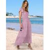 image:imageANRABESS Womens Casual Summer Maxi Dress Flutter Short Sleeve Scoop Neck Smocked A Line Flowy Beach Vacation Long DressesPink Floral