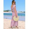 image:imageANRABESS Womens Casual Summer Maxi Dress Flutter Short Sleeve Scoop Neck Smocked A Line Flowy Beach Vacation Long DressesPink Floral