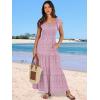 image:imageANRABESS Womens Casual Summer Maxi Dress Flutter Short Sleeve Scoop Neck Smocked A Line Flowy Beach Vacation Long DressesPink Floral