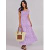 image:imageANRABESS Womens Casual Summer Maxi Dress Flutter Short Sleeve Scoop Neck Smocked A Line Flowy Beach Vacation Long DressesPurple Floral