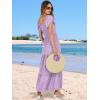 image:imageANRABESS Womens Casual Summer Maxi Dress Flutter Short Sleeve Scoop Neck Smocked A Line Flowy Beach Vacation Long DressesPurple Floral