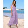 image:imageANRABESS Womens Casual Summer Maxi Dress Flutter Short Sleeve Scoop Neck Smocked A Line Flowy Beach Vacation Long DressesPurple Floral