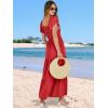 image:imageANRABESS Womens Casual Summer Maxi Dress Flutter Short Sleeve Scoop Neck Smocked A Line Flowy Beach Vacation Long DressesRed Floral