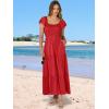 image:imageANRABESS Womens Casual Summer Maxi Dress Flutter Short Sleeve Scoop Neck Smocked A Line Flowy Beach Vacation Long DressesRed Floral