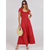 image:imageANRABESS Womens Casual Summer Maxi Dress Flutter Short Sleeve Scoop Neck Smocked A Line Flowy Beach Vacation Long DressesRed Floral