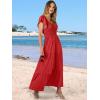 image:imageANRABESS Womens Casual Summer Maxi Dress Flutter Short Sleeve Scoop Neck Smocked A Line Flowy Beach Vacation Long DressesRed Floral