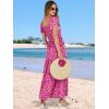 image:imageANRABESS Womens Casual Summer Maxi Dress Flutter Short Sleeve Scoop Neck Smocked A Line Flowy Beach Vacation Long DressesRose Red Floral