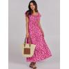image:imageANRABESS Womens Casual Summer Maxi Dress Flutter Short Sleeve Scoop Neck Smocked A Line Flowy Beach Vacation Long DressesRose Red Floral