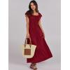 image:imageANRABESS Womens Casual Summer Maxi Dress Flutter Short Sleeve Scoop Neck Smocked A Line Flowy Beach Vacation Long DressesWine Red