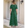 image:imageANRABESS Womens Floral Maxi Formal Dress Summer Mesh Short Sleeve V Neck Empire Waist Wedding Guest Party DressesDeep Green