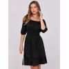 image:imageANRABESS Womens Lantern Short Sleeve Square Neck Casual Flowy Mini Dresses 2026 Holiday Summer Spring Beach Vacation ClothesBlack