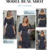 image:imageANRABESS Womens Lantern Short Sleeve Square Neck Casual Flowy Mini Dresses 2026 Holiday Summer Spring Beach Vacation ClothesBlue Floral