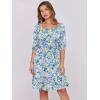 image:imageANRABESS Womens Lantern Short Sleeve Square Neck Casual Flowy Mini Dresses 2026 Holiday Summer Spring Beach Vacation ClothesBlue Yellow Floral