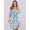 image:imageANRABESS Womens Lantern Short Sleeve Square Neck Casual Flowy Mini Dresses 2026 Holiday Summer Spring Beach Vacation ClothesBlue Yellow Floral