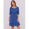 image:imageANRABESS Womens Lantern Short Sleeve Square Neck Casual Flowy Mini Dresses 2026 Holiday Summer Spring Beach Vacation ClothesDark Blue