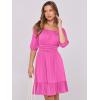 image:imageANRABESS Womens Lantern Short Sleeve Square Neck Casual Flowy Mini Dresses 2026 Holiday Summer Spring Beach Vacation ClothesHot Pink