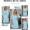 image:imageANRABESS Womens Lantern Short Sleeve Square Neck Casual Flowy Mini Dresses 2026 Holiday Summer Spring Beach Vacation ClothesLight Blue