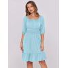 image:imageANRABESS Womens Lantern Short Sleeve Square Neck Casual Flowy Mini Dresses 2026 Holiday Summer Spring Beach Vacation ClothesLight Blue