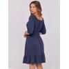 image:imageANRABESS Womens Lantern Short Sleeve Square Neck Casual Flowy Mini Dresses 2026 Holiday Summer Spring Beach Vacation ClothesNavy Blue