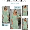 image:imageANRABESS Womens Lantern Short Sleeve Square Neck Casual Flowy Mini Dresses 2026 Holiday Summer Spring Beach Vacation ClothesWhite Brown Dot