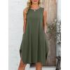 image:imageANRABESS Womens Summer Casual Beach Cover Up Dress Sleeveless Asymmetric Hem Flowy Vacation Cruise Short SundressOlive