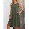 image:imageANRABESS Womens Summer Casual Beach Cover Up Dress Sleeveless Asymmetric Hem Flowy Vacation Cruise Short SundressOlive