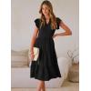 image:imageANRABESS Womens Summer Casual Dress V Neck Ruffle Sleeve Midi Dresses 2026 Trendy Flowy Tiered Boho Beach Vacation SundressBlack