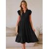 image:imageANRABESS Womens Summer Casual Dress V Neck Ruffle Sleeve Midi Dresses 2026 Trendy Flowy Tiered Boho Beach Vacation SundressBlack
