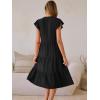 image:imageANRABESS Womens Summer Casual Dress V Neck Ruffle Sleeve Midi Dresses 2026 Trendy Flowy Tiered Boho Beach Vacation SundressBlack