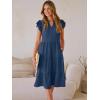 image:imageANRABESS Womens Summer Casual Dress V Neck Ruffle Sleeve Midi Dresses 2026 Trendy Flowy Tiered Boho Beach Vacation SundressDeep Blue