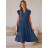 image:imageANRABESS Womens Summer Casual Dress V Neck Ruffle Sleeve Midi Dresses 2026 Trendy Flowy Tiered Boho Beach Vacation SundressDeep Blue