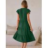 image:imageANRABESS Womens Summer Casual Dress V Neck Ruffle Sleeve Midi Dresses 2026 Trendy Flowy Tiered Boho Beach Vacation SundressForest Green
