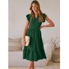 image:imageANRABESS Womens Summer Casual Dress V Neck Ruffle Sleeve Midi Dresses 2026 Trendy Flowy Tiered Boho Beach Vacation SundressForest Green