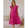 image:imageANRABESS Womens Summer Casual Dress V Neck Ruffle Sleeve Midi Dresses 2026 Trendy Flowy Tiered Boho Beach Vacation SundressHot Pink